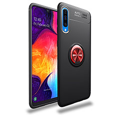 Ultra-thin Silicone Gel Soft Case Cover with Magnetic Finger Ring Stand JM1 for Samsung Galaxy A30S Red and Black