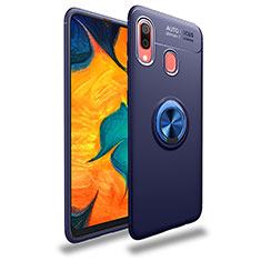 Ultra-thin Silicone Gel Soft Case Cover with Magnetic Finger Ring Stand JM1 for Samsung Galaxy A40 Blue