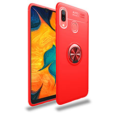 Ultra-thin Silicone Gel Soft Case Cover with Magnetic Finger Ring Stand JM1 for Samsung Galaxy A40 Red