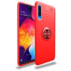 Ultra-thin Silicone Gel Soft Case Cover with Magnetic Finger Ring Stand JM1 for Samsung Galaxy A70S Red