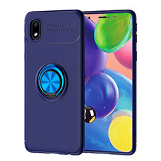 Ultra-thin Silicone Gel Soft Case Cover with Magnetic Finger Ring Stand JM1 for Samsung Galaxy M01 Core Blue