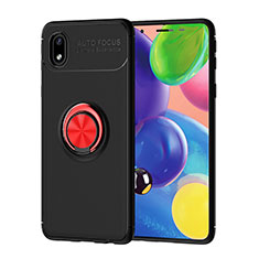 Ultra-thin Silicone Gel Soft Case Cover with Magnetic Finger Ring Stand JM1 for Samsung Galaxy M01 Core Red and Black