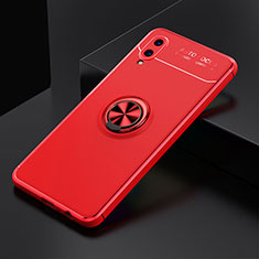 Ultra-thin Silicone Gel Soft Case Cover with Magnetic Finger Ring Stand JM1 for Samsung Galaxy M02 Red