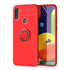 Ultra-thin Silicone Gel Soft Case Cover with Magnetic Finger Ring Stand JM1 for Samsung Galaxy M11 Red