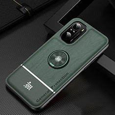 Ultra-thin Silicone Gel Soft Case Cover with Magnetic Finger Ring Stand JM1 for Xiaomi Mi 11i 5G Green