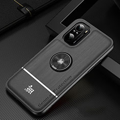 Ultra-thin Silicone Gel Soft Case Cover with Magnetic Finger Ring Stand JM1 for Xiaomi Mi 11X Pro 5G Black
