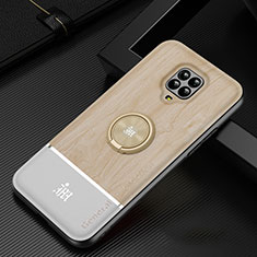 Ultra-thin Silicone Gel Soft Case Cover with Magnetic Finger Ring Stand JM1 for Xiaomi Poco M2 Pro Gold