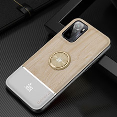 Ultra-thin Silicone Gel Soft Case Cover with Magnetic Finger Ring Stand JM1 for Xiaomi Poco M5S Gold
