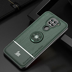 Ultra-thin Silicone Gel Soft Case Cover with Magnetic Finger Ring Stand JM1 for Xiaomi Redmi 10X 4G Green