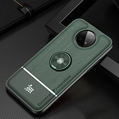 Ultra-thin Silicone Gel Soft Case Cover with Magnetic Finger Ring Stand JM1 for Xiaomi Redmi Note 9T 5G Green