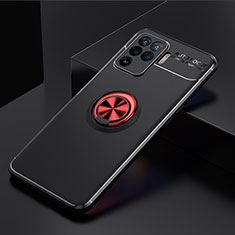 Ultra-thin Silicone Gel Soft Case Cover with Magnetic Finger Ring Stand JM2 for Oppo F19 Pro Red and Black