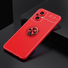 Ultra-thin Silicone Gel Soft Case Cover with Magnetic Finger Ring Stand JM2 for Oppo F21s Pro 5G Red