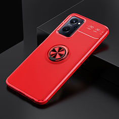 Ultra-thin Silicone Gel Soft Case Cover with Magnetic Finger Ring Stand JM2 for Oppo K10 4G Red