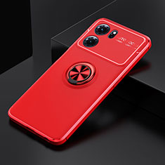 Ultra-thin Silicone Gel Soft Case Cover with Magnetic Finger Ring Stand JM2 for Oppo K10 5G Red