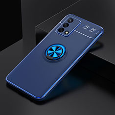 Ultra-thin Silicone Gel Soft Case Cover with Magnetic Finger Ring Stand JM2 for Oppo K9 5G Blue