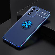 Ultra-thin Silicone Gel Soft Case Cover with Magnetic Finger Ring Stand JM2 for Oppo K9S 5G Blue