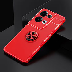 Ultra-thin Silicone Gel Soft Case Cover with Magnetic Finger Ring Stand JM2 for Oppo Reno9 5G Red