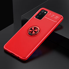 Ultra-thin Silicone Gel Soft Case Cover with Magnetic Finger Ring Stand JM2 for Samsung Galaxy A02s Red
