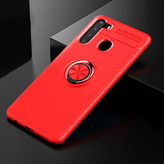 Ultra-thin Silicone Gel Soft Case Cover with Magnetic Finger Ring Stand JM2 for Samsung Galaxy A21 Red