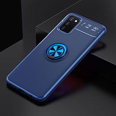 Ultra-thin Silicone Gel Soft Case Cover with Magnetic Finger Ring Stand JM2 for Samsung Galaxy M02s Blue