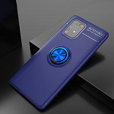 Ultra-thin Silicone Gel Soft Case Cover with Magnetic Finger Ring Stand JM2 for Samsung Galaxy M80S Blue
