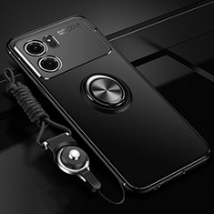 Ultra-thin Silicone Gel Soft Case Cover with Magnetic Finger Ring Stand JM3 for Oppo K10 5G Black