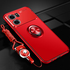 Ultra-thin Silicone Gel Soft Case Cover with Magnetic Finger Ring Stand JM3 for Oppo K10 5G Red