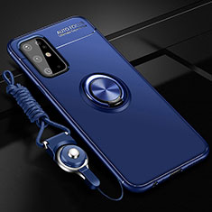 Ultra-thin Silicone Gel Soft Case Cover with Magnetic Finger Ring Stand JM3 for Samsung Galaxy S20 Plus Blue