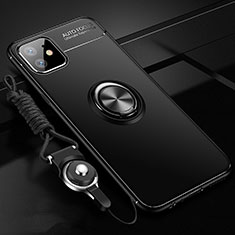 Ultra-thin Silicone Gel Soft Case Cover with Magnetic Finger Ring Stand N03 for Apple iPhone 12 Mini Black