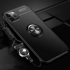 Ultra-thin Silicone Gel Soft Case Cover with Magnetic Finger Ring Stand N03 for Apple iPhone 12 Pro Max Black