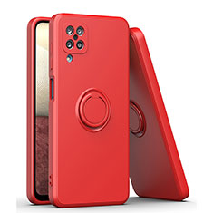 Ultra-thin Silicone Gel Soft Case Cover with Magnetic Finger Ring Stand QW1 for Samsung Galaxy A12 Nacho Red