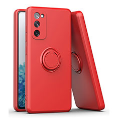 Ultra-thin Silicone Gel Soft Case Cover with Magnetic Finger Ring Stand QW1 for Samsung Galaxy S20 Lite 5G Red