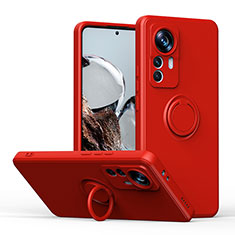 Ultra-thin Silicone Gel Soft Case Cover with Magnetic Finger Ring Stand QW1 for Xiaomi Mi 12T Pro 5G Red
