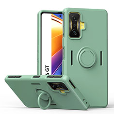 Ultra-thin Silicone Gel Soft Case Cover with Magnetic Finger Ring Stand QW1 for Xiaomi Poco F4 GT 5G Matcha Green