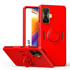 Ultra-thin Silicone Gel Soft Case Cover with Magnetic Finger Ring Stand QW1 for Xiaomi Poco F4 GT 5G Red