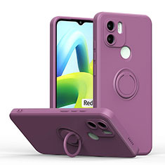 Ultra-thin Silicone Gel Soft Case Cover with Magnetic Finger Ring Stand QW1 for Xiaomi Redmi A1 Plus Purple