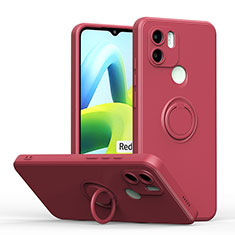 Ultra-thin Silicone Gel Soft Case Cover with Magnetic Finger Ring Stand QW1 for Xiaomi Redmi A1 Plus Red Wine