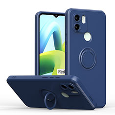 Ultra-thin Silicone Gel Soft Case Cover with Magnetic Finger Ring Stand QW1 for Xiaomi Redmi A2 Plus Blue