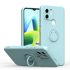 Ultra-thin Silicone Gel Soft Case Cover with Magnetic Finger Ring Stand QW1 for Xiaomi Redmi A2 Plus Mint Blue
