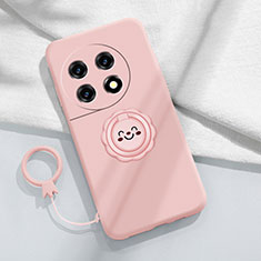 Ultra-thin Silicone Gel Soft Case Cover with Magnetic Finger Ring Stand S01 for OnePlus 11R 5G Pink