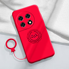 Ultra-thin Silicone Gel Soft Case Cover with Magnetic Finger Ring Stand S01 for OnePlus Ace 2 5G Red