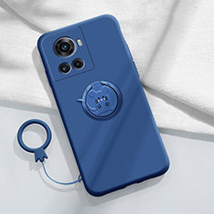 Ultra-thin Silicone Gel Soft Case Cover with Magnetic Finger Ring Stand S01 for OnePlus Ace 5G Blue