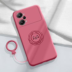 Ultra-thin Silicone Gel Soft Case Cover with Magnetic Finger Ring Stand S01 for Oppo K10 Pro 5G Hot Pink
