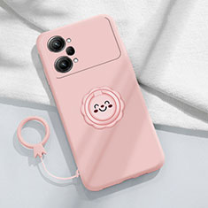 Ultra-thin Silicone Gel Soft Case Cover with Magnetic Finger Ring Stand S01 for Oppo K10 Pro 5G Pink