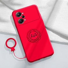 Ultra-thin Silicone Gel Soft Case Cover with Magnetic Finger Ring Stand S01 for Oppo K10 Pro 5G Red