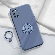 Ultra-thin Silicone Gel Soft Case Cover with Magnetic Finger Ring Stand S01 for Oppo Reno6 Pro 5G Lavender Gray