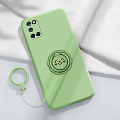 Ultra-thin Silicone Gel Soft Case Cover with Magnetic Finger Ring Stand S01 for Oppo Reno6 Pro 5G Matcha Green