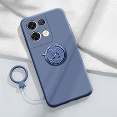 Ultra-thin Silicone Gel Soft Case Cover with Magnetic Finger Ring Stand S01 for Oppo Reno8 Pro+ Plus 5G Lavender Gray