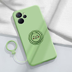 Ultra-thin Silicone Gel Soft Case Cover with Magnetic Finger Ring Stand S01 for Realme 10 5G Green