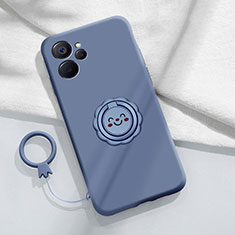 Ultra-thin Silicone Gel Soft Case Cover with Magnetic Finger Ring Stand S01 for Realme 10 5G Lavender Gray